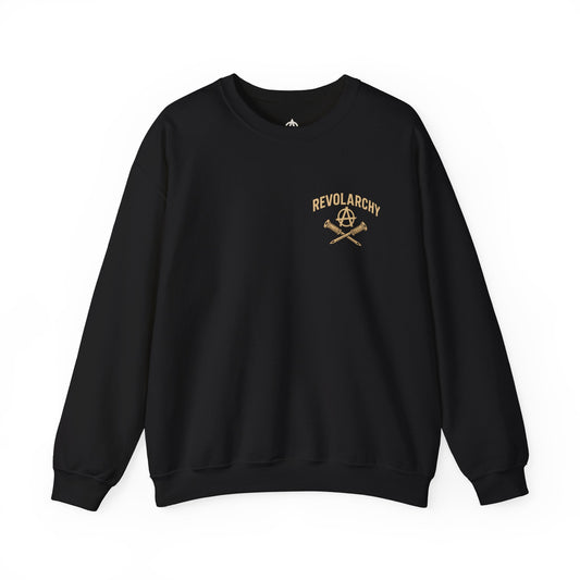 Revolarchy Crewneck Sweatshirt — “Destroy the Old, Design the New” Graphic